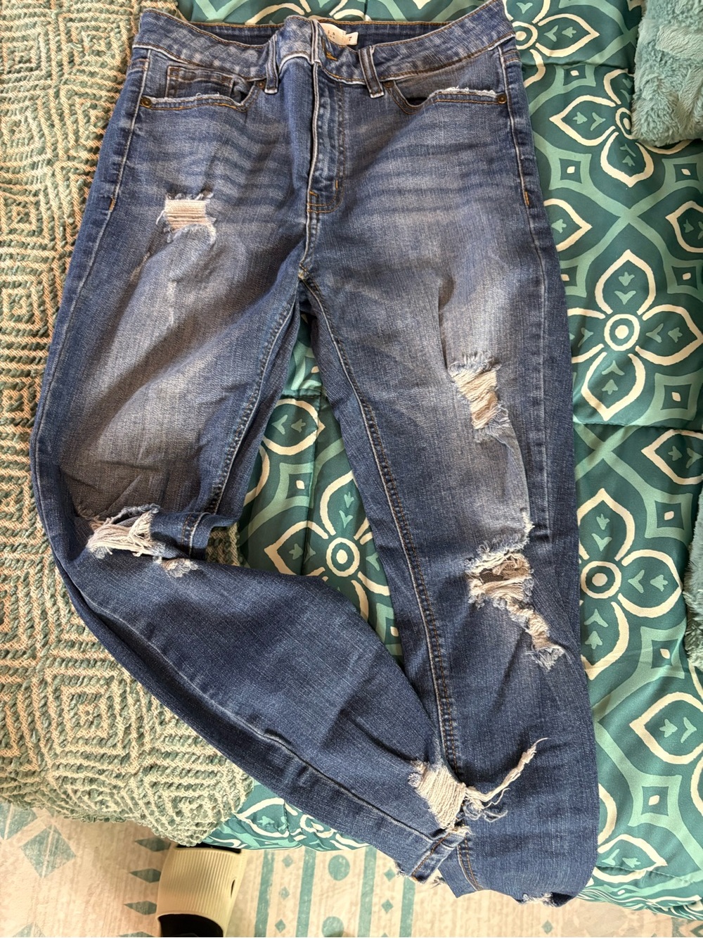 Oasis Distressed Dark Blue Boyfriend Jeans